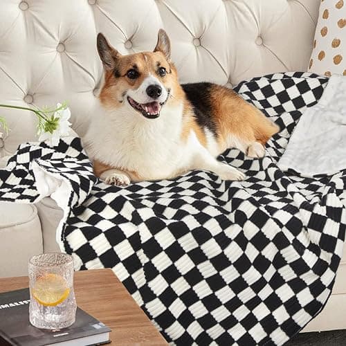 BEILIMU Baby Blanket for Boys Comfy Durable Corduroy Toddler Blanket with Double Layer Dotted Backing Checkerboard Grid Chessboard Gingham Warmer Bed Blankets for Newborn Infants Black, 30x40 Inches thumbnail 2