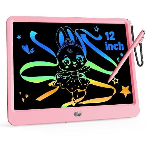 KOKODI 12 Inch LCD Writing Tablet with Anti-Lost Stylus, Erasable Doodle Board Colorful Toddler Drawing Pad, Car Travel School Games Toys for 3 4 5 6 7 8 Kids, Birthday Gift for Girls Boys Adults Pink - Image 1