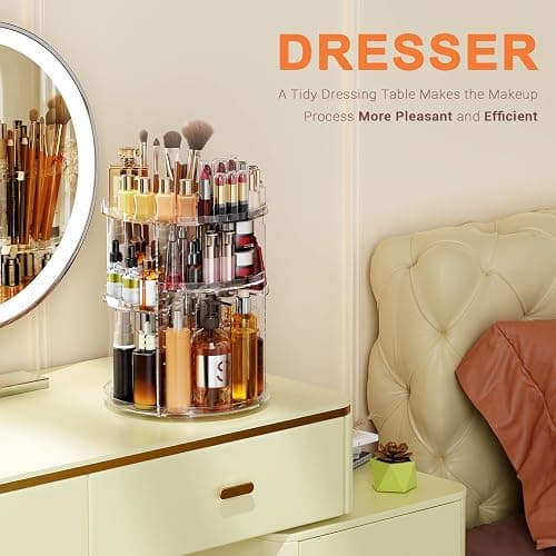 Auxmir Schminktisch Organizer mit 9 Einstellbaren Stufen, Make Up Organizer 360° Drehbar, Extra Größer Kosmetik Skincare Organize, Schmink Aufbewahrung für Schlafzimmer Badezimmer als Geschenk thumbnail 8