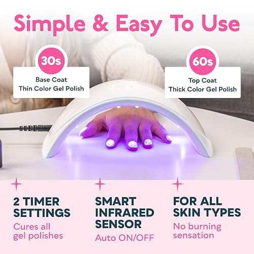 SUNUV UV LED Nail Lamp, Nail Dryer for Gel Polish UV Light for Gel Nails with Sensor 2 Timer SUN9C Blue Gift for Women Girl - Sky Blue thumbnail 2