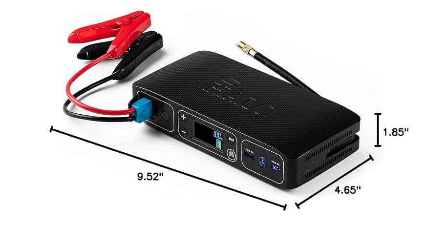 HALO Bolt Air 500A One-Push Jump Starter with Digital Screen | 100 PSI Air Compressor| Portable Charger with two USB ports  | LED Flood Light | Jumps Cars and SUVs, Inflates Tires — Black thumbnail 9
