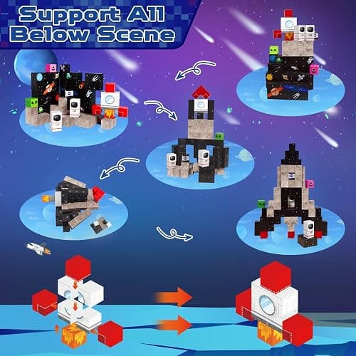 Annexfun Magnetic Blocks-100PCS Magnetic Building Blocks,Space Rocket Magnetic Tiles Cubes 2026 Upgraded STEM Game, Christmas Birthday Gifts for 3 4 5 6 7 8 9 10 Year Old Boys and Girls thumbnail 3
