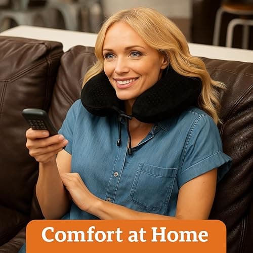 Aeris Memory Foam Travel Pillow for Airplanes - Best Airplane Neck Pillow for Long Flights - Plane Accessories Carry Bag to Save Space, Ear Plugs and Eye Mask - Perfect Flight Set & Gift thumbnail 9