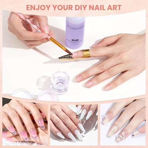 Nail Kit for Beginners with Everything, Practice Hand & Storage Gift Bag | Complete Acrylic Nail Starter Kit with Drill, Lamp, Acrylic Powder, Liquid Monomer and 12Color Glitter for Home Salon Gifting thumbnail 8