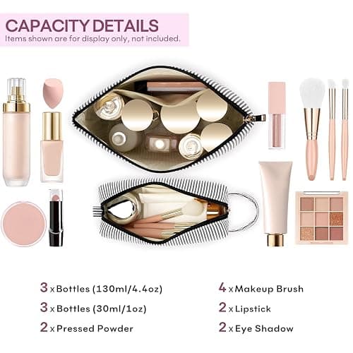 2 PCS Initial Makeup Bags for Women: Cosmetic Bag for Travel Toiletry - Birthday Gifts for 11 12 13 14 15 16 17 18 Years Old Girl Graduation Teacher Gift- Teen Girl Gifts Trendy Stuff - Black K thumbnail 3