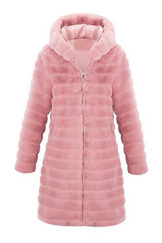 RISISSIDA Women Long Faux Fur Coat Fuzzy Jacket Hooded Spring Autumn Winter Warm Overcoat - Image 1