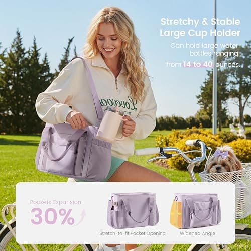 LOVEVOOK Insulated Lunch Box for Women,Adult Lunch Cooler Tote Bag with Bow | Wide Opening Lunch Box,Bow Charm,Large Cup Holder,Leakproof,Teacher,Work,Picnic,Beach,Family,Meal Prep,Gift thumbnail 3