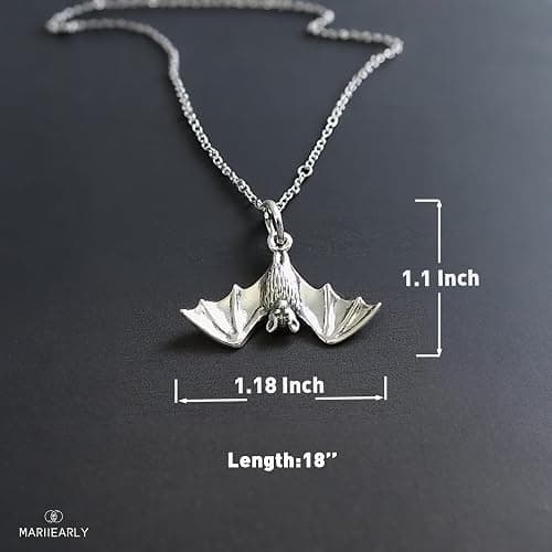 Silver Bat Necklace For Women;Silver Bat Pendant Necklace Gothic Accessories Or Halloween Jewelry Bat Charm Gifts For Women Men 18" thumbnail 2
