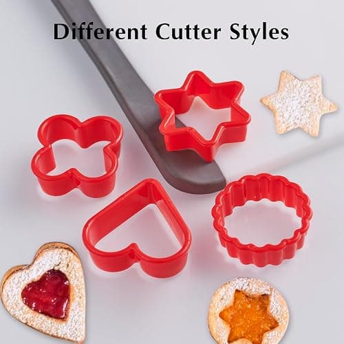 HiempTru Cookie Cutter Set 24 PCS, Heart Star Round Shapes Cookie Cutters Mold Plastic Homemade Mini Biscuit Cutters Sandwich Cutter for DIY, Kitchen, Baking, Birthday, Pancake Maker Supplies 2 Inch thumbnail 5