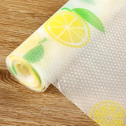 Lemon Print Shelf Liner with Green Leaf – Non-Adhesive Waterproof Drawer and Cabinet Liner – Decorative Kitchen Shelf Paper for Pantry, Closet, Cupboard, Countertop - Image 1