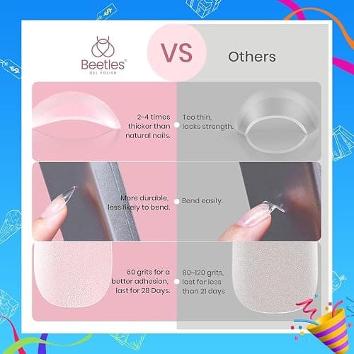 Beetles Soft Gel Nail Tips Short Almond 288pcs in 12 Sizes, Etch-X Pre-Etched Full Cover Acrylic Fake Nails Art, Salon Quality Nail Supplies, Easy DIY Nail Extension or Press On Nails, Gift for Women thumbnail 4