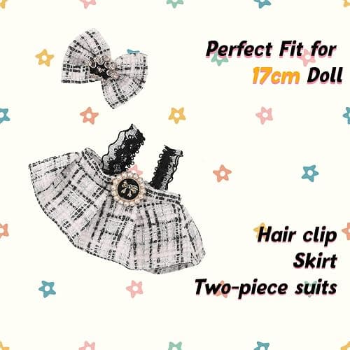 Clothes for 17cm Doll, 2 PCS Cute Chic Style Hair Clip & Dress Set, Dress up Outfit Exquisite Accessories for Dolls thumbnail 3