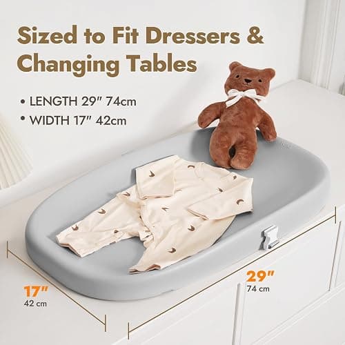 Papablic Wipeable Baby Changing Pad with Removable Safety Strap, Easy to Clean & Non-Slip Waterproof, Changing Pad for Dresser,Bed thumbnail 2