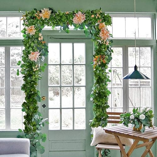 DearHouse 84 Feet 12 Strands Artificial Ivy Leaf Plants Vine Hanging Garland Fake Foliage Flowers Home Kitchen Garden Office Wedding Wall Decor, Green thumbnail 8