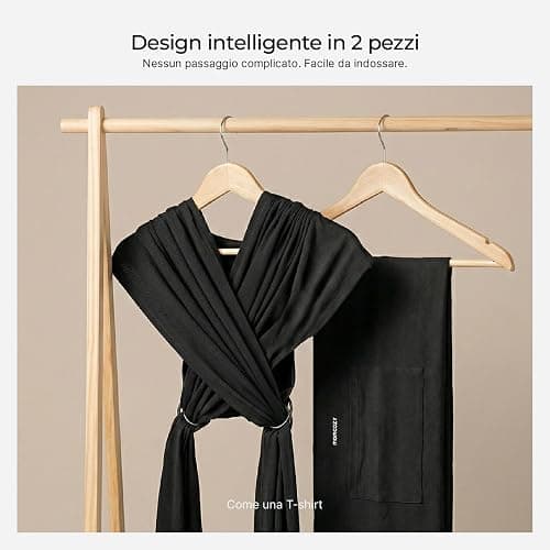 Momcozy fascia neonato, fascia per neonati con anello facile da indossare, fascia per il trasporto traspirante a mani libere, marsupio regolabile da 3,6 kg a 15 kg, Nero thumbnail 3