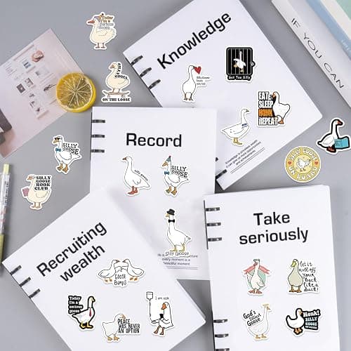 Funny Goose Stickers for Water Bottle, ZLWSD Cute Cartoon Goose Vinyl Decals for Kids Teens Adults, 50Pcs Animals Waterproof Labels Sticker for Graffiti Cups Guitar Luggage Scrapbook thumbnail 6