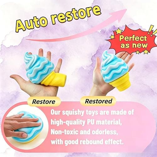 Ice Cream Squishy Toy, Summer Sensory Stress Relief Squeeze Squishy, Popsicle Squishy for Basket Stuffers, Party Favors, Anxiety Relief Everyone, Birthday Gift thumbnail 5