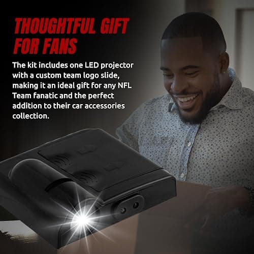LED Car Door Light - Officially Licensed NFL Wireless Projector - Show Your Team Pride - Battery Powered, Easy Install thumbnail 7