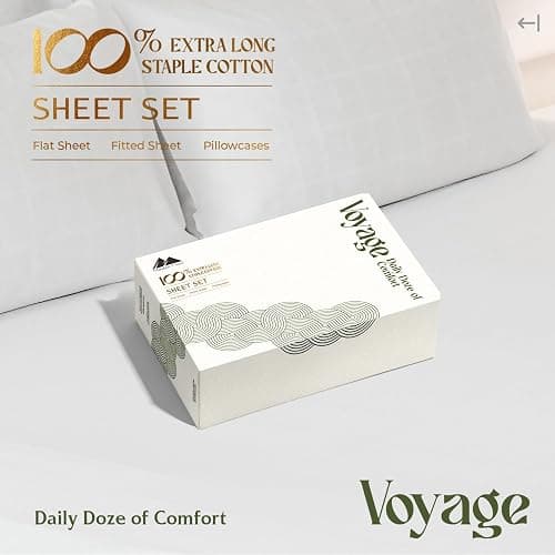 Mayfair Linen 100% Egyptian Cotton Twin XL Size Sheets Set - Luxury 600 Series Voyage Collection Twin XL Cotton Sheets (3 PC, White), Soft, Cooling, 16" Deep Pocket Hotel Collection Sheets Set thumbnail 4