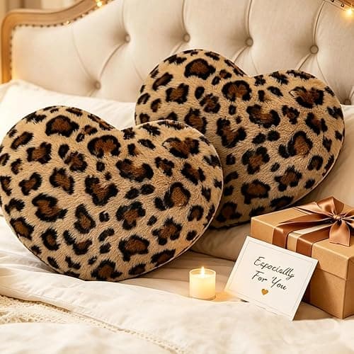 MQumirrin Leopard Heart Pillow Small Cheetah Print Love Pillows Soft Faux Fur Heart Shaped Decorative Pillow Cushion for Bed, Sofa, Couch, Bedroom & Living Room 13 x 10 Inch thumbnail 6