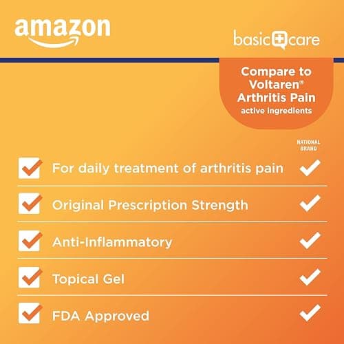 Amazon Basic Care Diclofenac Sodium Topical Gel, 1% (NSAID), for Arthritis Pain Relief, 1.76 ounce (Pack of 1) (Packaging may vary) thumbnail 2