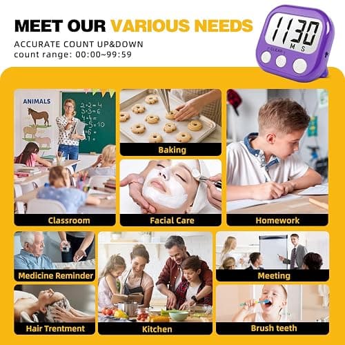 Classroom Timers for Teachers Kids Large Magnetic Digital Timer Teacher Supplies 2 Pack-Pink Purple thumbnail 6