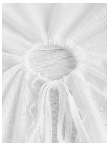 SOLY HUX Women's Mesh Drawstring Split Tube Top Strapless Sleeveless Asymmetrical Hem Summer Tops thumbnail 3