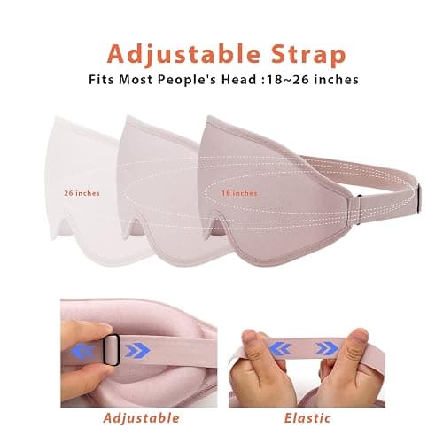 3D Contoured Sleep Mask for Women Men,Effective Light Blocking Eye Mask Sleeping Soft Night Blindfold with Adjustable Strap(Pink) thumbnail 6