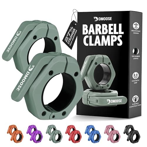 DMoose Fitness Barbell Clips 2 Inch (Pair) - Quick Release Olympic Barbell Clamps & Collars with Anti Slip TPR Grip for Secure Weightlifting and Powerlifting - Weight Clips for Bars at Home or Gym - Image 1