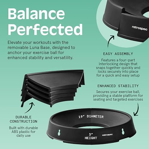Retrospec Luna Exercise Ball with Pump - Anti-Burst Fitness Equipment for Yoga, Core Training & Stability - Home Gym Swiss Ball for Office & Pregnancy thumbnail 4