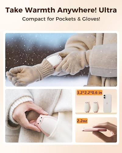 SWEETFULL Hand Warmers Rechargeable – Cute Bear, 2 Pack Magnetic Hot Hands, Reusable Electric Pocket Heater, Great Gift for Daughter, Kids, Wife, or Bestie, Portable for Outdoor & Camping thumbnail 5