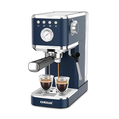 CHULUX Slim Espresso Machine with Milk Frother Steam Wand, 20 Bar Professional Italian Pump Espresso Coffee Machine for Home Cappuccino & Latte Maker, Navy - Image 1