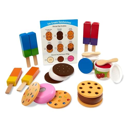 Melissa & Doug Wooden Frozen Treats Ice Cream Play Set (24 pcs) - Play Food and Accessories Food Toys for Toddlers and Kids 3+ - Image 1