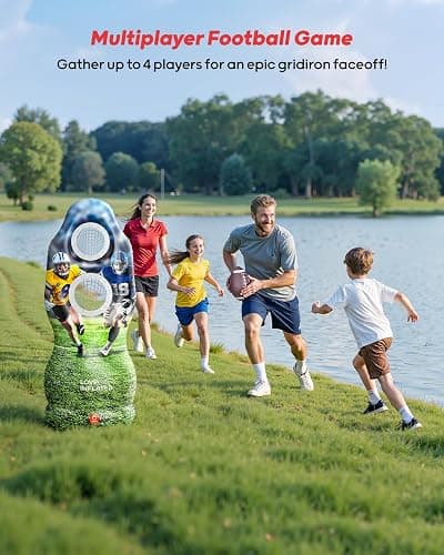 QPAU Dual-Hole Inflatable Football Target for Kids & Adults, Life-Size Backyard Toss Game with 4 Balls, Scoreboard & Pumps – Outdoor Toy for Boys Girls, Sports Training & Family Fun thumbnail 7