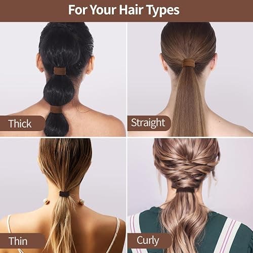 150 Pcs Seamless Elastic Hair Ties No Damage for Thick & Thin Hair, Ponytail Holders, Elastics, Soft Pony Tails Bands for Women, Coffee & Brown thumbnail 5