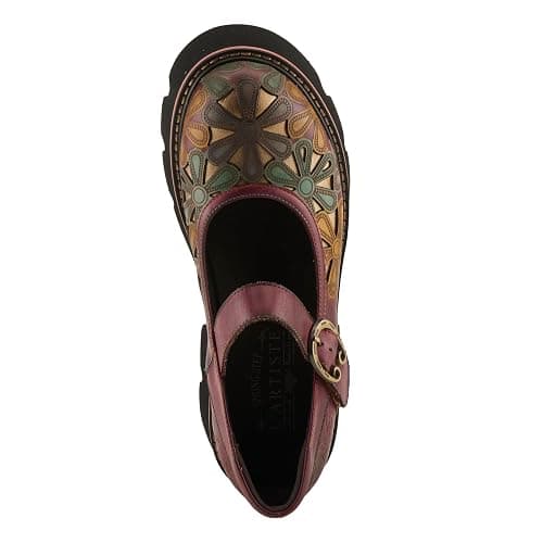 L'Artiste BUSYBEE Hand-Painted Mary Jane – Floral Leather Platform with Chunky Lug Sole thumbnail 4