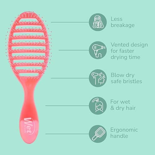 Wet Brush Speed Dry Hair Brush, Blow Dry Safe Bristles & Vented Design For Faster Drying Time, Ergonomic Handle, Reduces Breakage & Detangles All Hair Types, Limited Edition Prismatic Glow Pink thumbnail 3