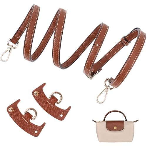Tracolla per Longchamp Borsa Donna, Tracolla Regolabile per Borse, Cinghie di Trasporto in Pelle Giallo-Marrone per Longchamp Mini Bag Straps, Estensione Della (Larghezza della tracolla 1,2 cm) - Image 1