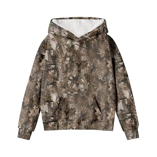 Camo Hoodies for Kids Boys Girls Cute Sweatshirt Maple Leaf Print Oversized Fleece Sweatshirts Classic Pullover with Pocket thumbnail 2
