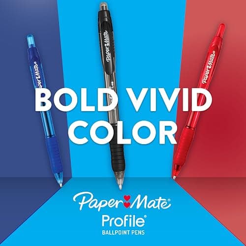 Paper Mate Profile Retractable Ballpoint Pens, Bold Point (1.4mm), Assorted Colors, 12 Count - Back to School, Office, Teacher Supplies thumbnail 4