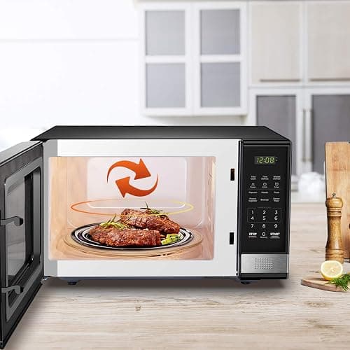 BLACK+DECKER EM031MB11 Digital Microwave Oven with Turntable Push-Button Door, Child Safety Lock, 1000W, 1.1cu.ft, Black & Stainless Steel, 1.1 Cu.ft thumbnail 6