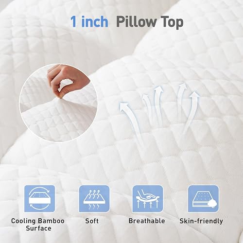 Dual Layer 3 Inch Memory Foam Mattress Topper California King Size, 2 Inch Cooling Gel Memory Foam Plus 1 Inch Pillow Top Mattress Pad Cover, with 8-21 Inch Deep Pocket thumbnail 5