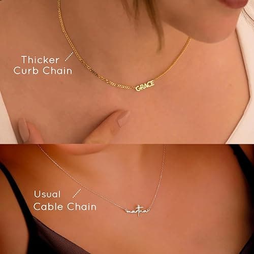 DayOfShe Custom Tiny Name Necklaces for Wedding Bridesmaid Gifts Best Friend Birthday Gifts, 18K Gold Plated Dainty Name Necklace Personalized Christmas Jewelry Gifts thumbnail 5