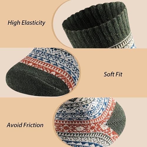 Clothirily Wool Socks, Thick Soft Wool Socks for Women, Vintage Warm Womens Sock, Winter Warm Boot Sock for Women Men thumbnail 4