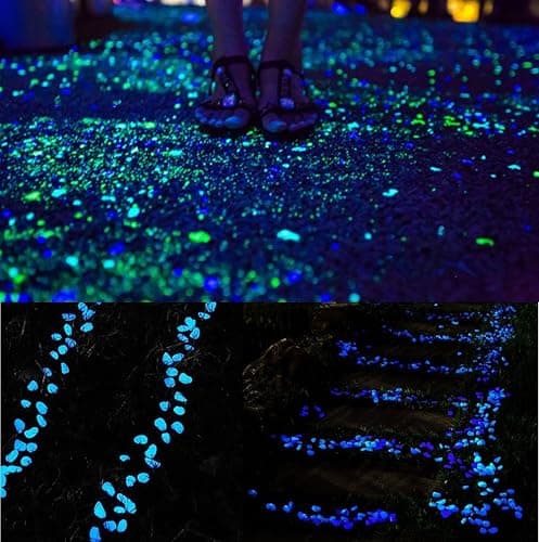 Opps 100 Pcs Glow in The Dark Garden Pebbles for Walkways and Decor in Blue thumbnail 4