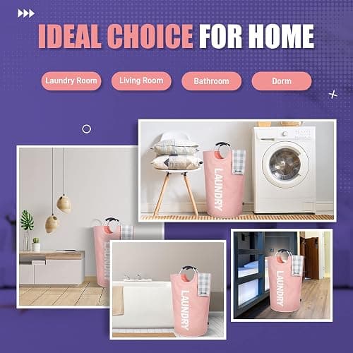 Caroeas 90L Laundry Basket (13 Colors), Waterproof Laundry Hamper, Laundry Bag with Padded Handles, Clothes Hamper Stands Up Well, Collapsible Laundry Basket Easy Storage thumbnail 6