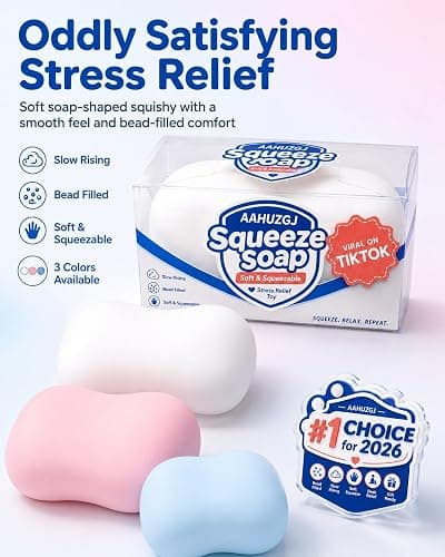 AAHUZGJ Crunchy Soap Squishy ASMR Bead Filled Realistic Handmade Bar Soap, Crunchy Soap Squishy Asmr Stress Ball, Realistic Bar Soap Shape Bead, Filled Crunchy Squishy Stress Ball(Blue) thumbnail 2