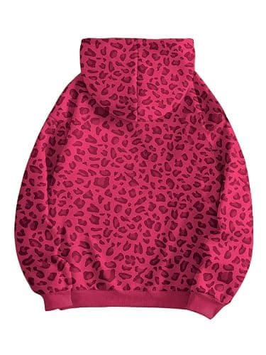 RoseSeek red leopard print hoodie  - Image 1