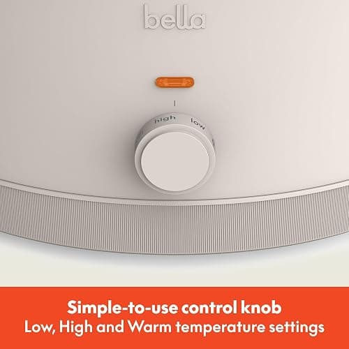 bella 6.0 Qt Manual Slow Cooker, Ceramic Nonstick Coating, 3 Temperature Settings, Dishwasher Safe Stoneware Pot and Tempered Glass Lid, Cool Touch Handles & Tangle Free Cord Wrap, Oatmilk thumbnail 4