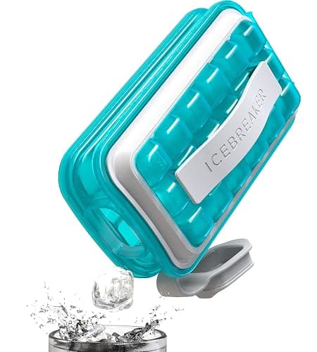 Ice Cube Tray with Lid - NO SPILL Innovative Patented Ice Tray for Freezer - NO TOUCH Silicone Ice Cube Tray for Freezer - This Ice Maker Makes 18 Cubes/Serv and 54/Day - Ice Cube Mold by ICEBREAKER - Image 1